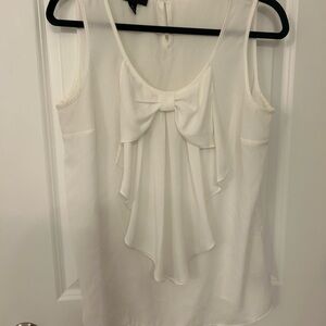 AB Studio White Sleeveless Blouse with Bow Detail – Size Medium